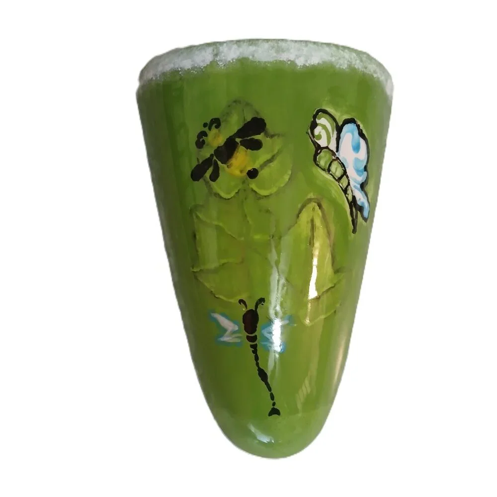 Green Wall Pocket with Dragonfly, Butterfly & Bumble Bee Design - Picture 2 of 5